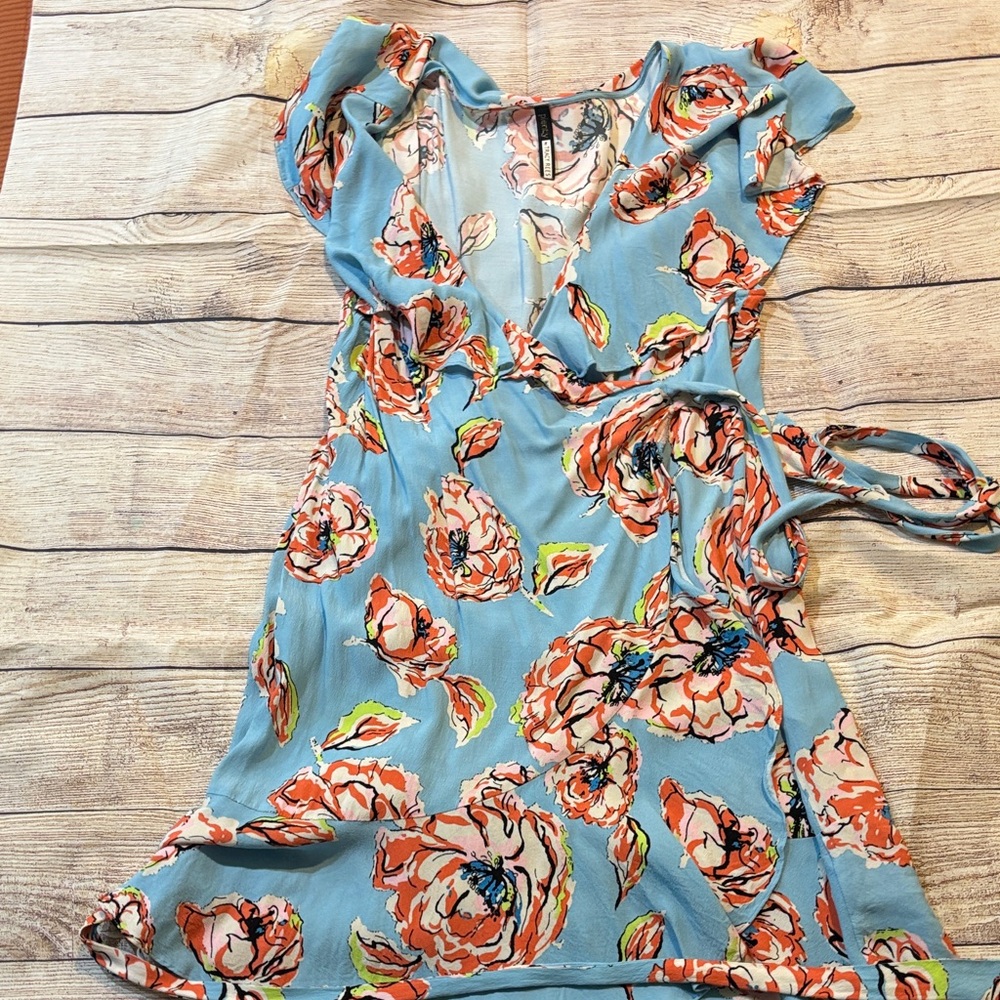 Plenty by Tracy Reese Blue Floral Wrap Dress